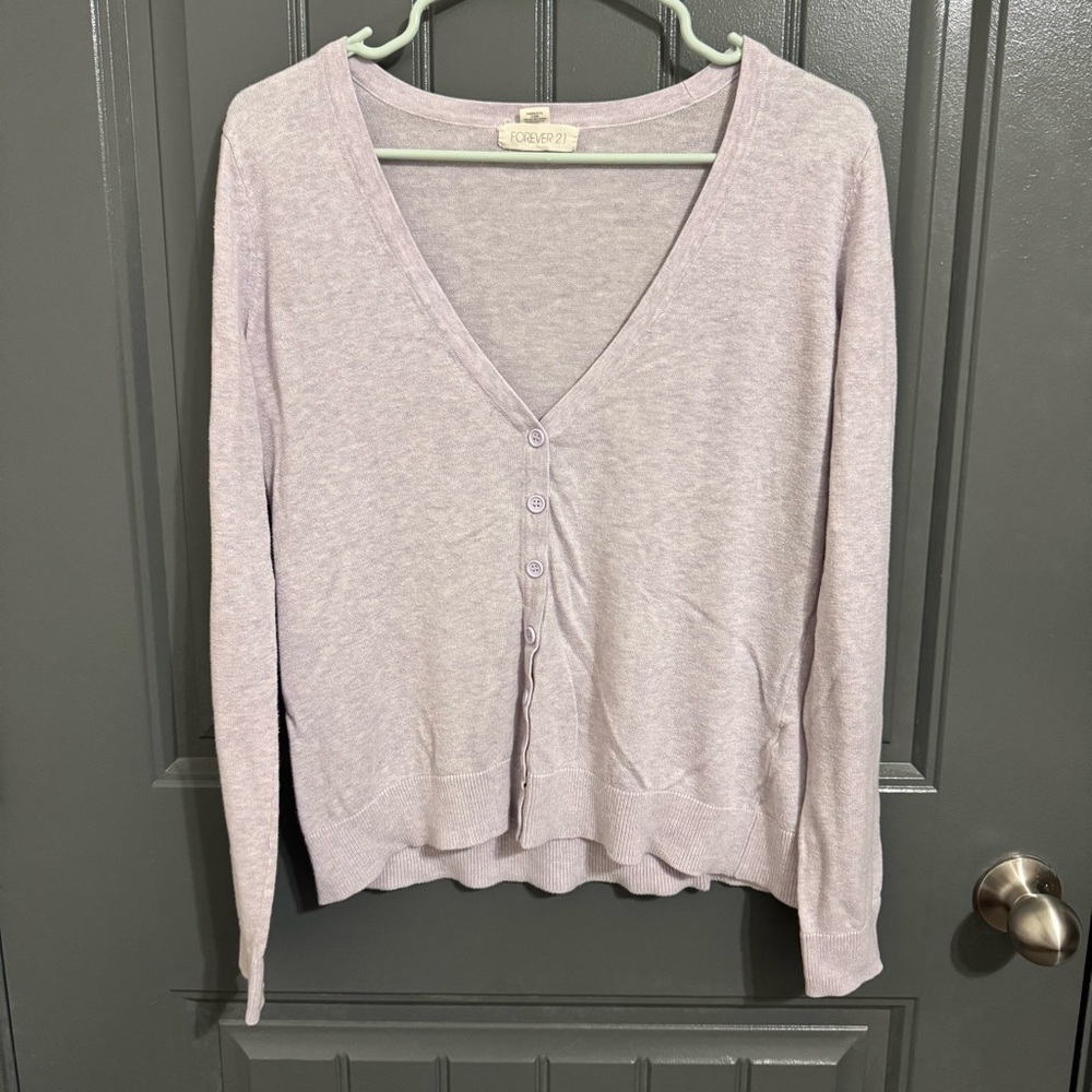 Forever 21 Light Purple Knit Button Sweater